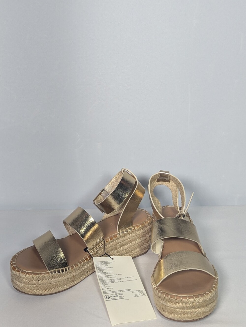NEW The Drop Womens Wedge Sandal gold strap sz 8